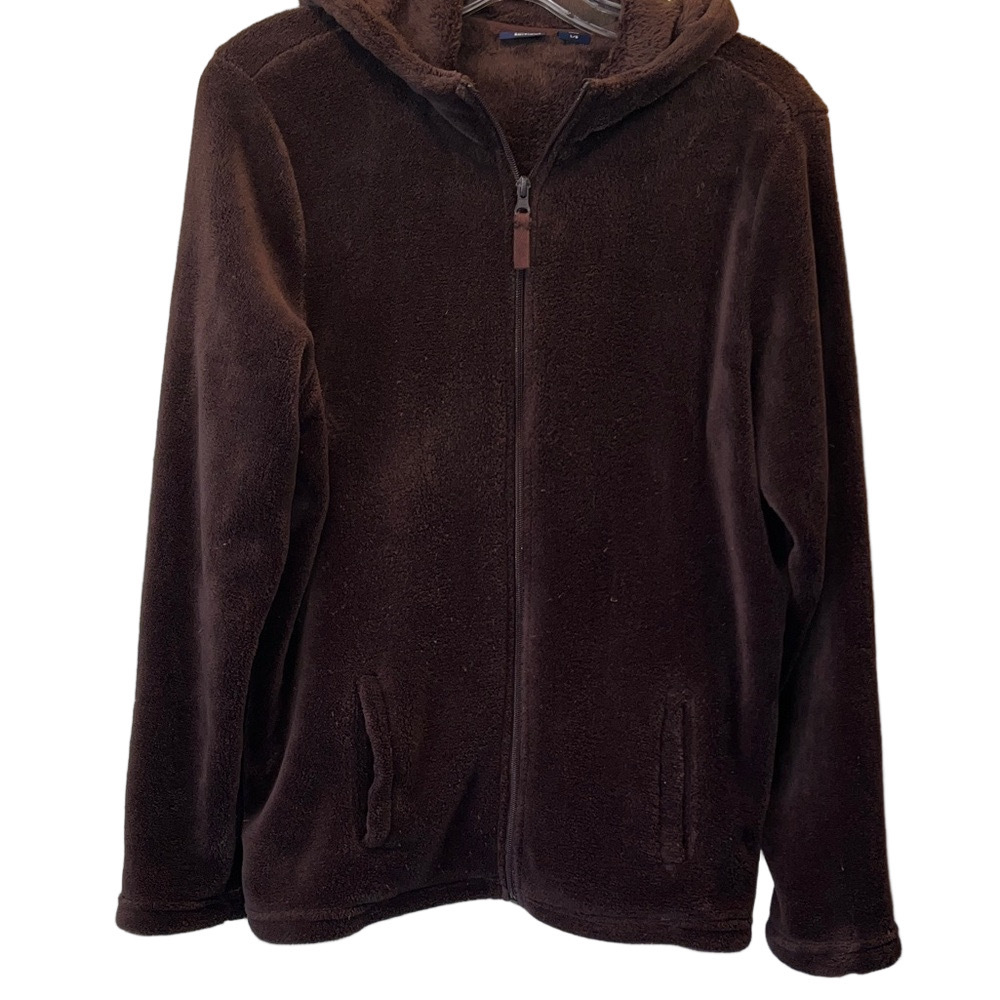 Basic Editions Men's Dark Brown Fleece Jacket
